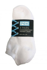 PEX CUSHIONED SPORTS SOCKS (CUSHIONED FOOT TRAINER LINERS) (3 PAIRS)